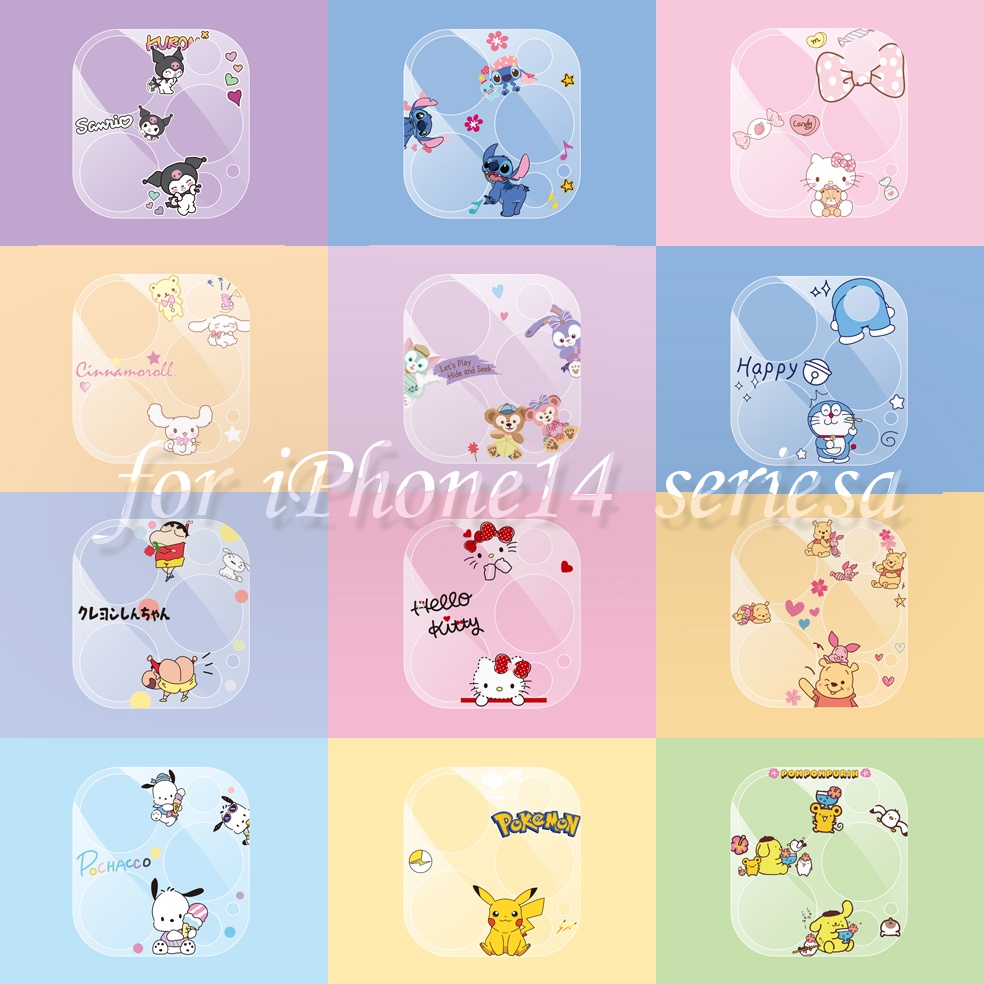 Miếng Dán Ống Kính Máy Ảnh Trong Suốt Họa Tiết Hoạt Hình Dễ Thương Cho iPhone 14ProMax 14Pro 14plus