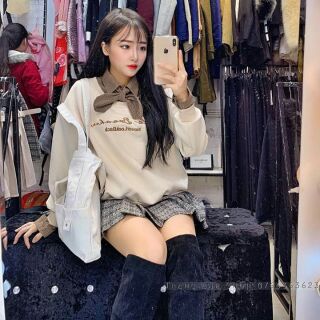 🌟Áo da lộn liền cổ sơ mi ( Ảnh thật )