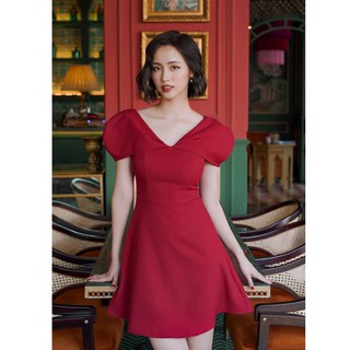 EDINI - D1217 Đầm cổ tim cách điệu