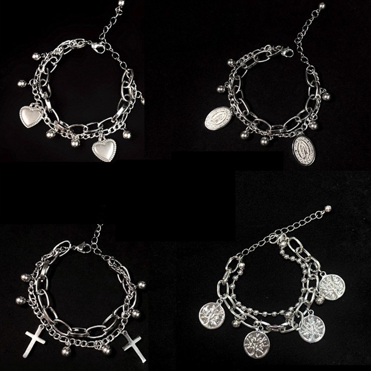 Vòng Tay Chất Liệu Thép Titan Mặt Hình Cây Thánh Giá B723