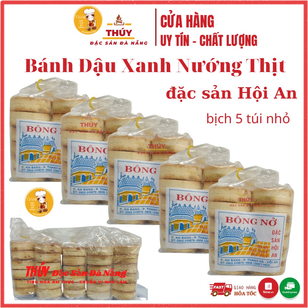 [Combo 5 gói ] Bánh Đậu Xanh nướng Hội An vị thịt 120gr / gói