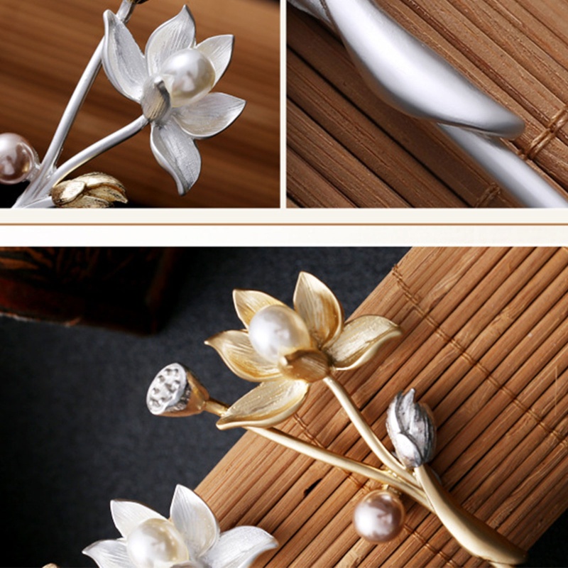 Kẹp Tóc Kim Loại Hình Hoa Sen Màu Vàng Thời Trang Dành Cho Nữ