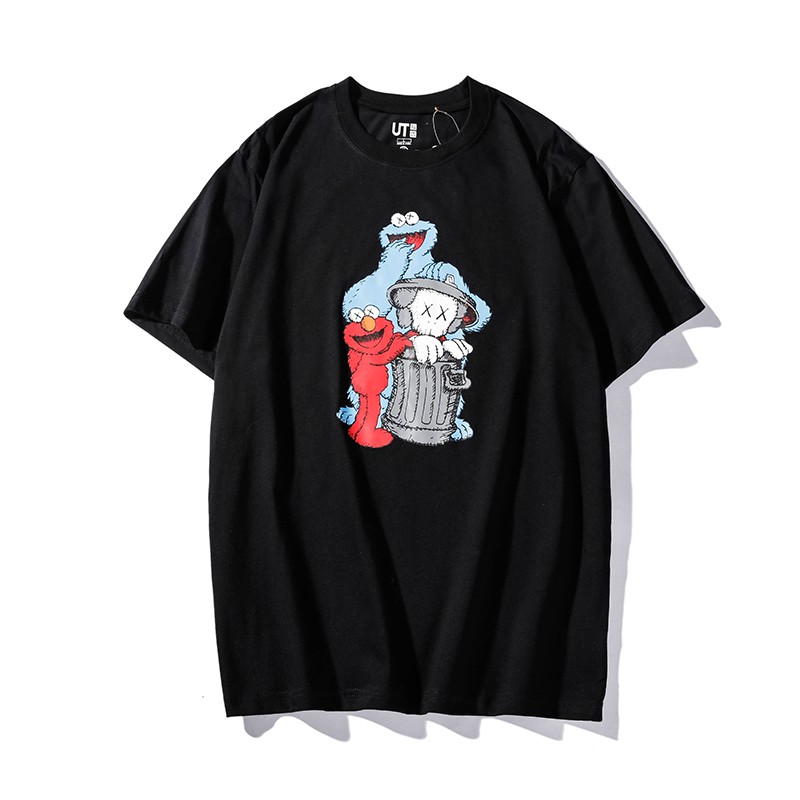 UNIQLO_Sesame Street KAWS ELMO Áo thun ngắn tay form rộng phong cách năng động trẻ trung dành cho nữ