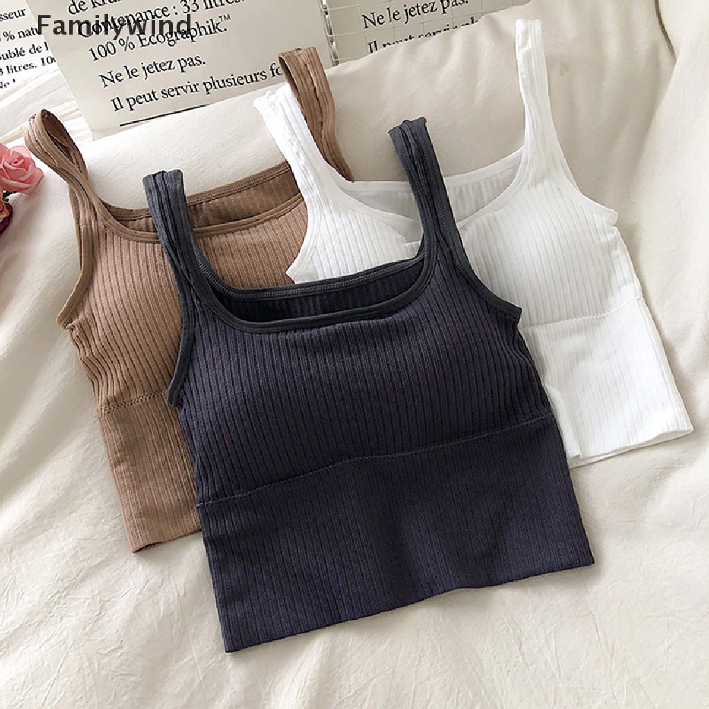 Familywind &gt; Áo Lót Dạng Lửng Hai Dây Bản Rộng Không Gọng Chữ U Không Đường May Kẻ Sọc Màu Trơn Cho Nữ well