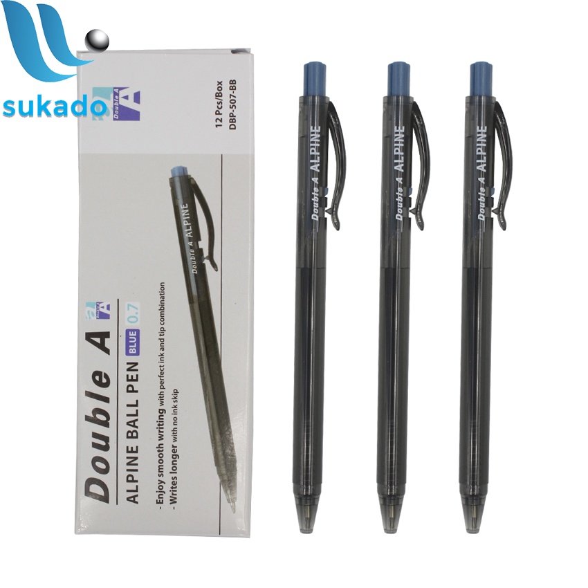 Bút bi Double A Tritouch xanh đầu bút 0.7mm cho nét bút đậm SUKADO