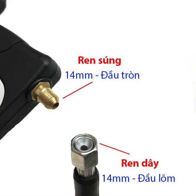 Súng xit rửa xe áp lực cao (Ren 22mm và 14mm kèm bộ nối nhanh 1/4)