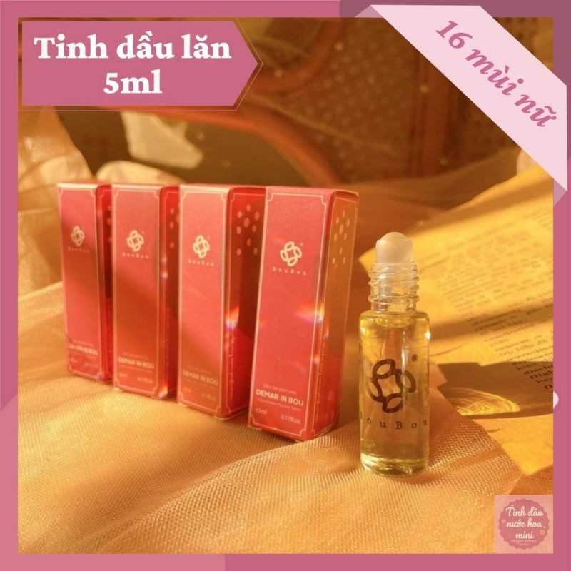 Tinh dầu nước hoa nữ mini thơm lâu, nhẹ nhàng, ngọt ngào, nữ tính, trong trẻo dạng lăn 5ml | boubou nước hoa nữ mini