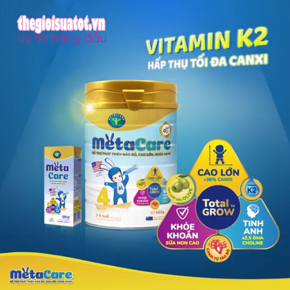 Sữa bột Meta Care 4 Hỗ trợ Phát triển Não bộ Cao lớn Khỏe mạnh-900g Mẫu mới