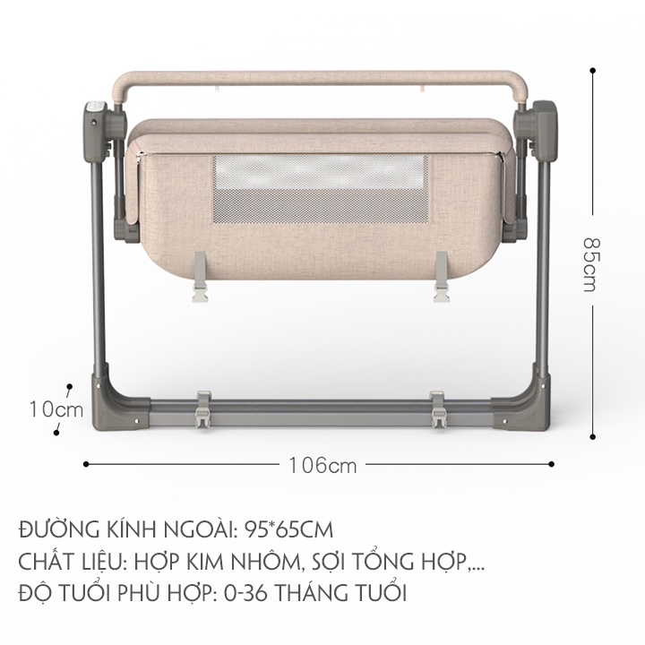 Nôi Điện Ru Bé Ngủ Tự Động ( + Tặng Kèm MÀN) - Nôi Điện Điều Khiển Từ Xa Có Phát Nhạc