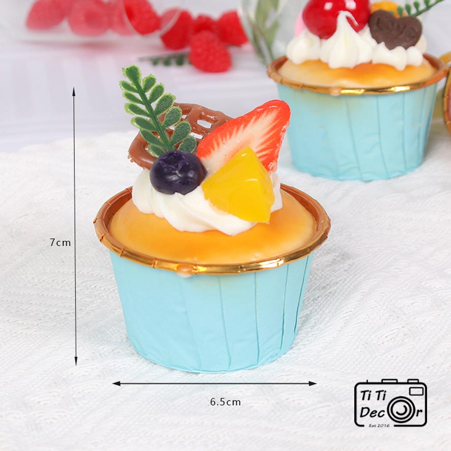 Squishy Bánh Cupcake Trái Cây TiTi Decor Mô Hình Bánh Cupcake Trang Trí Nhà Hàng, Decor Nhà Bếp, Đồ Chơi Squishy
