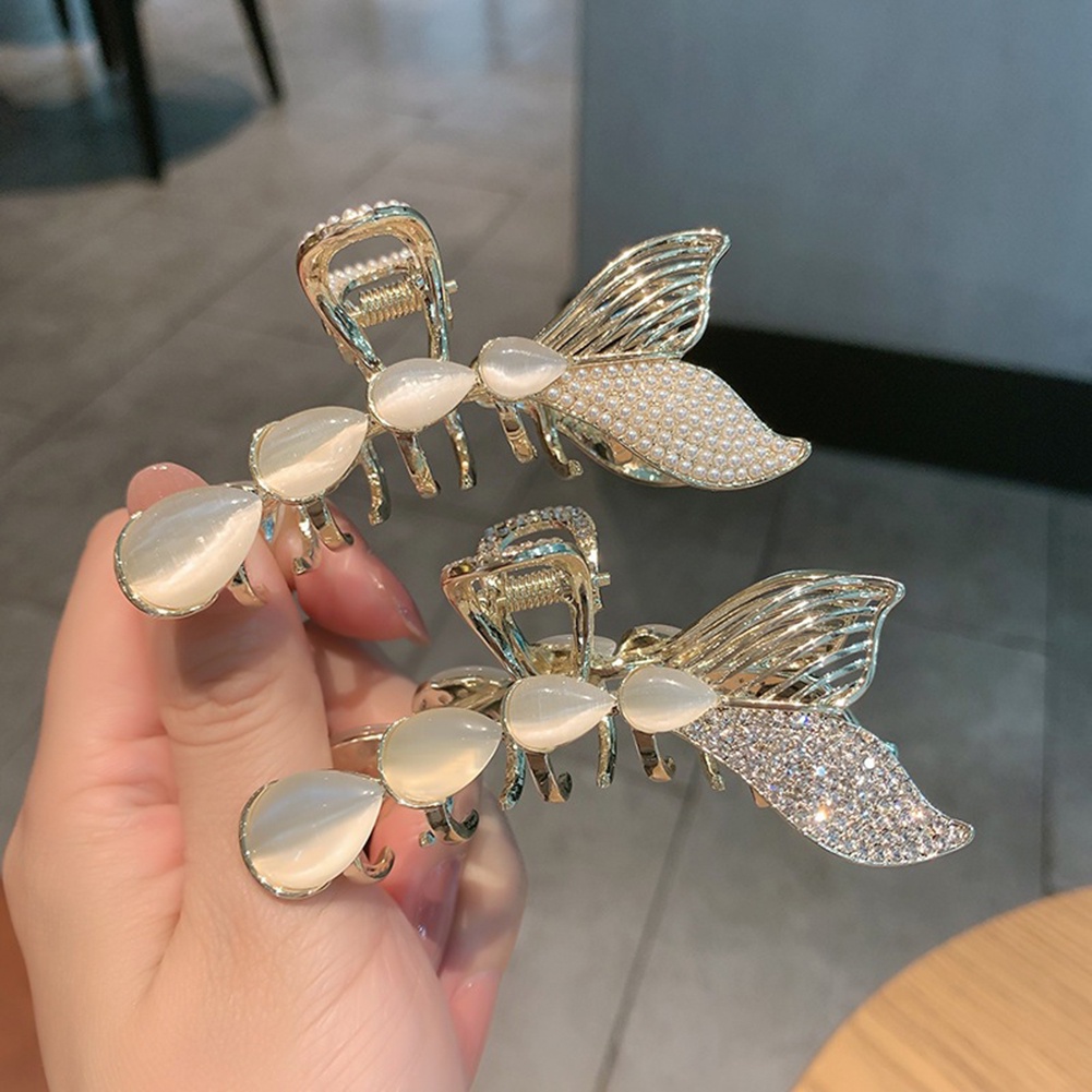 Kẹp Tóc Hình Đuôi Cá Mập Đính Ngọc Trai Phong Cách Hàn Quốc Cho Nữ