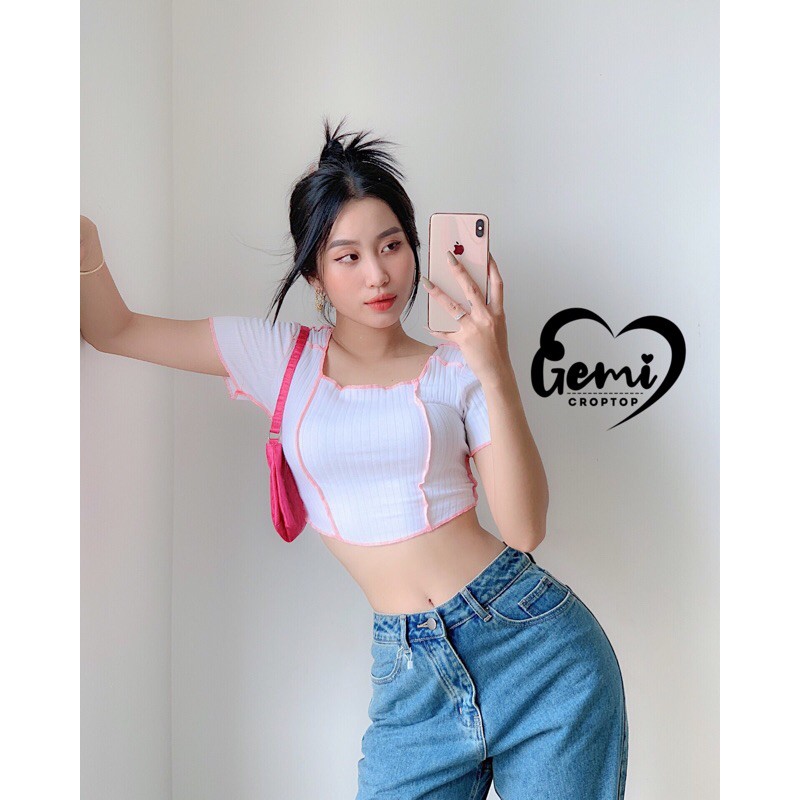 ÁO CROPTOP VẮT SỔ TAY NGẮN [GEMI SHOP]