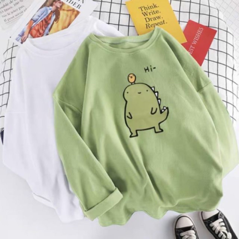 Áo Thun Dài Tay Khủng Long Hi cho nữ siuu cute