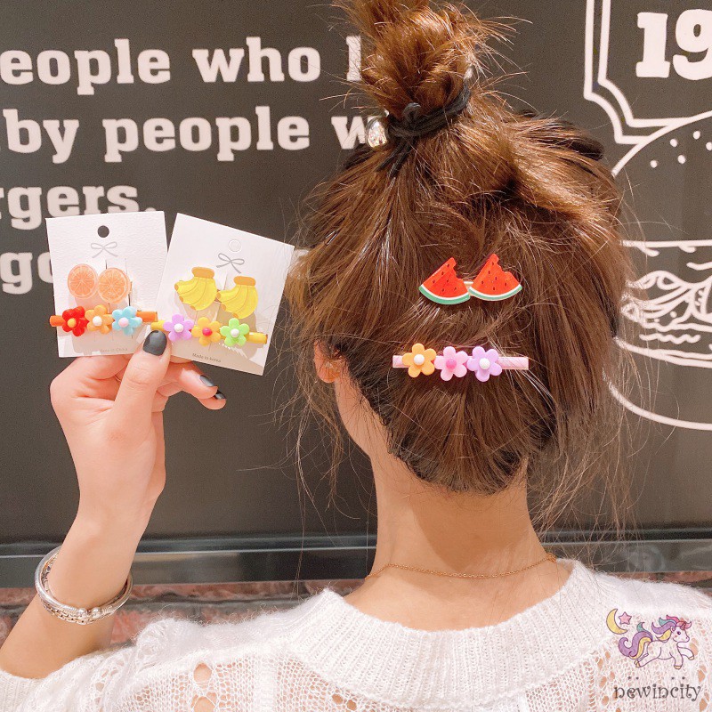 Set 2 Kẹp Tóc Màu Cầu Vồng Phong Cách Hàn Quốc Cho Bé Gái