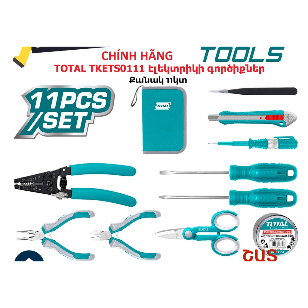 ĐỒ NGHỀ TOTAL Bộ 11 công cụ thợ điện TKETS0111
