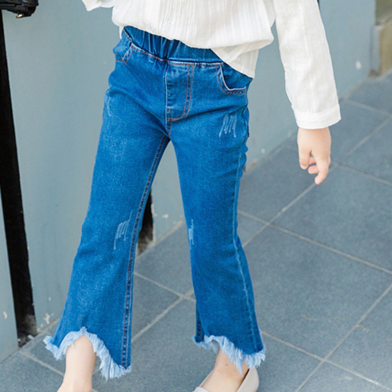 Quần Jeans Dài Ống Loe Thời Trang Cho Bé Gái