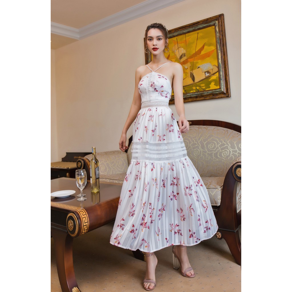 [Mã SKAMSALEP6 giảm 10% tối đa 100K đơn 150K] SÒ VINTAGE - TALY Đầm xoè hoa yếm phối ren | BigBuy360 - bigbuy360.vn