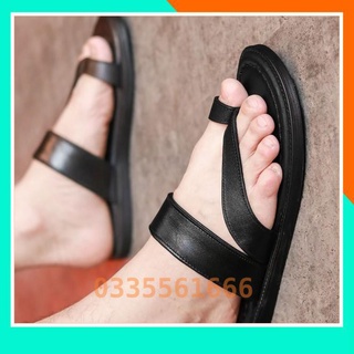 Dép nam da bò cao cấp - đế cao su khâu chắc chắn- mã d006