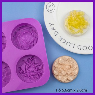 HCM - Khuôn silicon tròn 4 mẫu Hoa làm xà bông mini làm rau câu pudding 2D