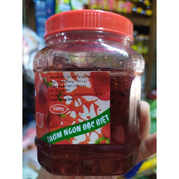 Mứt dâu 🍓Phương Thảo keo, bọc 480-500g, mứt dâu tây nguyên trái