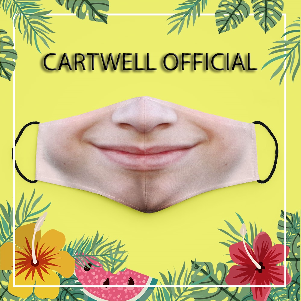 Khẩu trang mặt vải lè lưỡi mặt người in đàn ông 38 CARTWELL dành cho nam nữ thoáng khí kháng khuẩn phòng dịch bệnh có th
