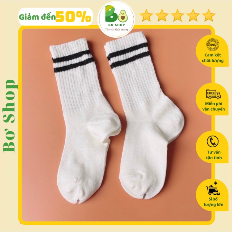 Tất trơn cao cổ 2 màu đen trắng bassic chất cotton thoáng mát
