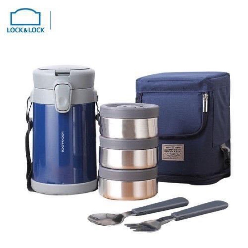 Bộ hộp cơm giữ nhiệt 2000ml Easy Take Lunch Box Lock&Lock LHC8034-LHC8039 chính hãng