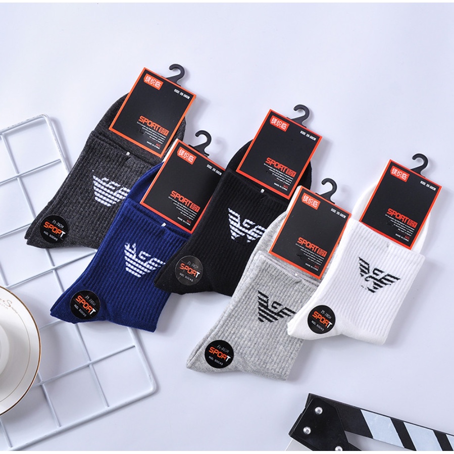 Tất nam kiểu dáng thể thao, cao cổ, chất liệu cotton thoáng mát thấm mồ hôi