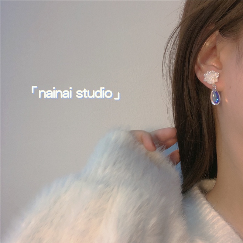 Bông Tai Hình Giọt Nước Đính Hoa Nữ Tính Thời Trang 2022