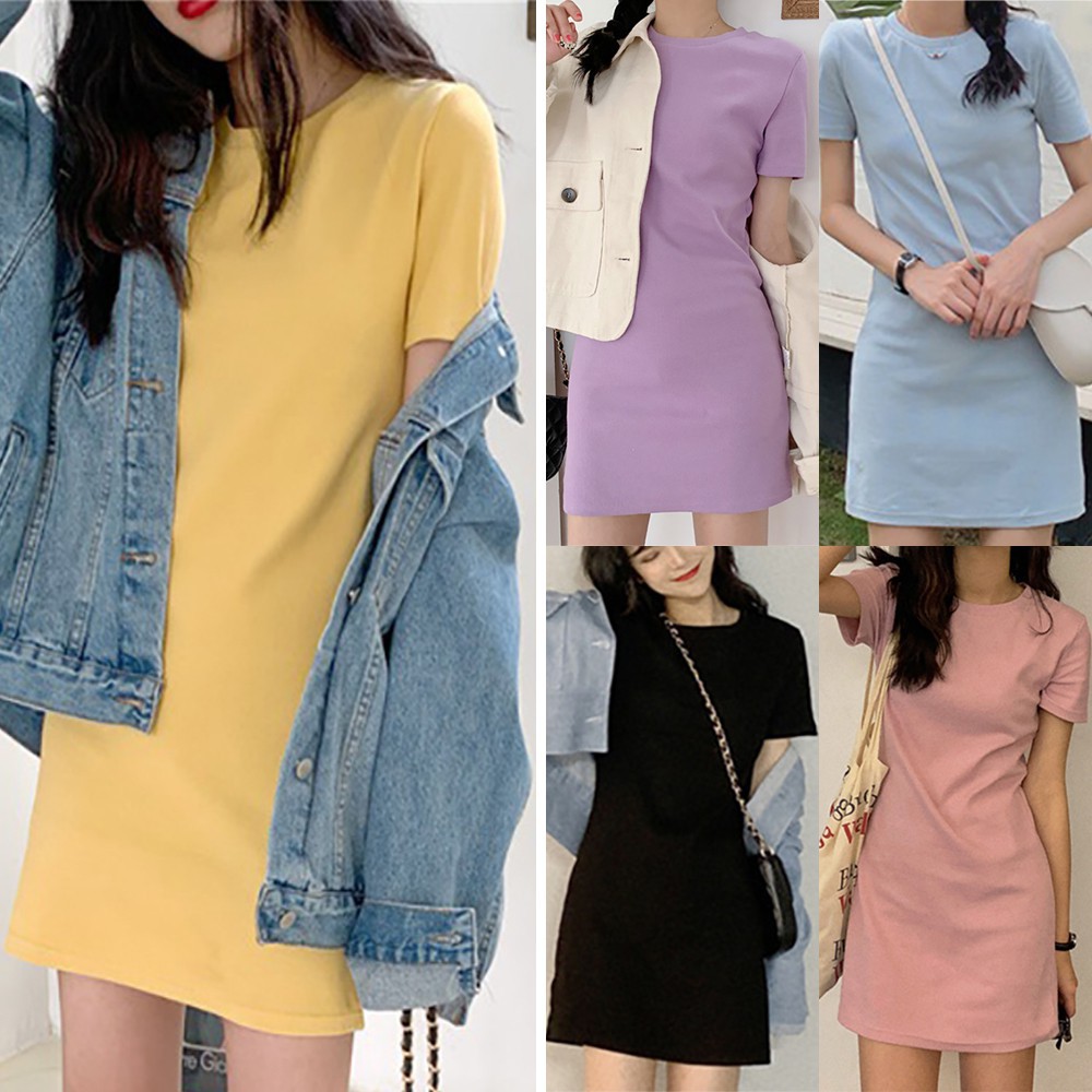 Đầm Ôm Dáng Chữ A Tay Ngắn Phong Cách Hàn Quốc