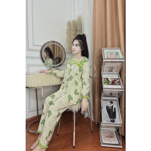 Bộ đồ bà bầu dài tay chất đũi thu đông mặc nhà cổ vuông Bvuong355