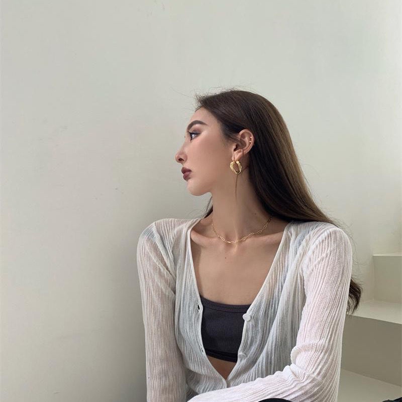 Áo khoác cardigan IELGY mỏng tay dài cổ chữ V chống nắng thời trang cho nữ