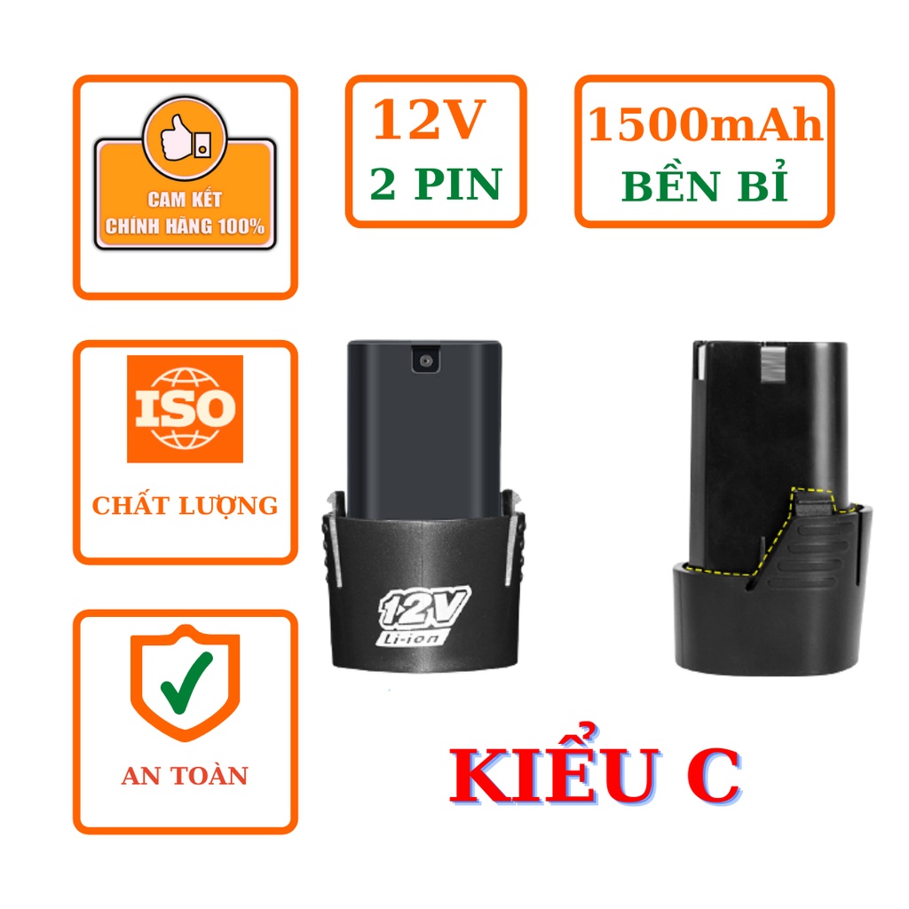 2 Pin máy khoan bắt vít cầm tay 12V 1500mAh