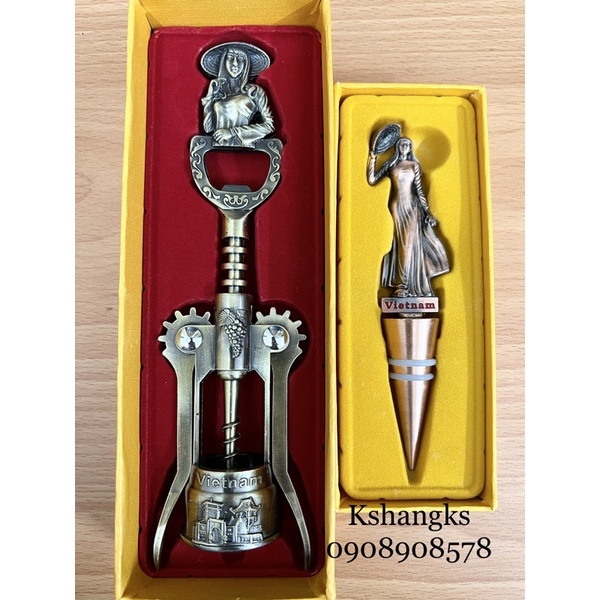 Combo khui nắp chai và nút chai nắp - Quà tặng lưu niệm Việt Nam