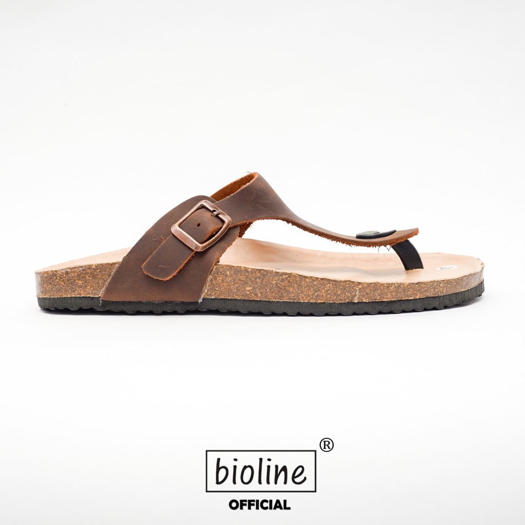 DK07 - Dép Đế Trấu BIOLINE Official Quai Da Bò Tách Ngón Lót Pu Kem Chống Nước