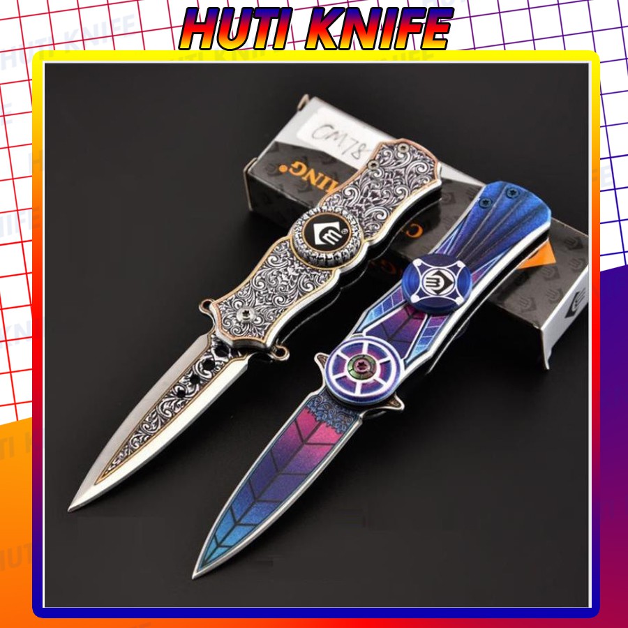 Dao phượt gấp gọn tích hợp con quay Spinner HUTI KNIFE