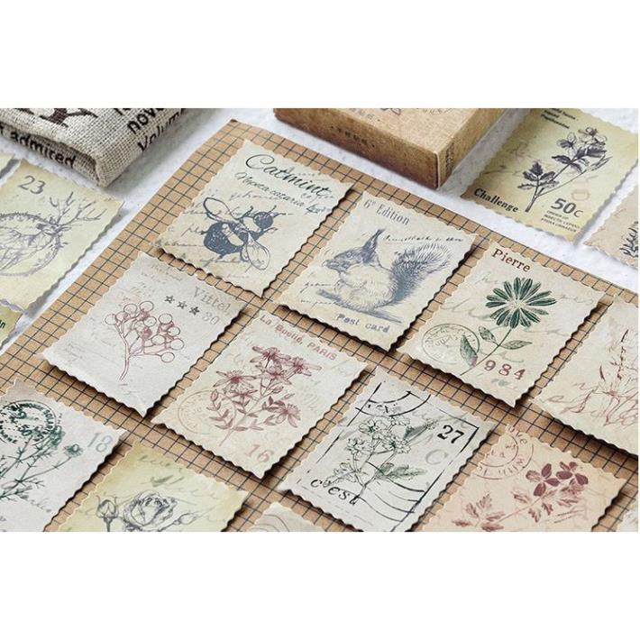 Bộ 46 Sticker Hàn Quốc trang trí phong cách vintage xinh xắn E17