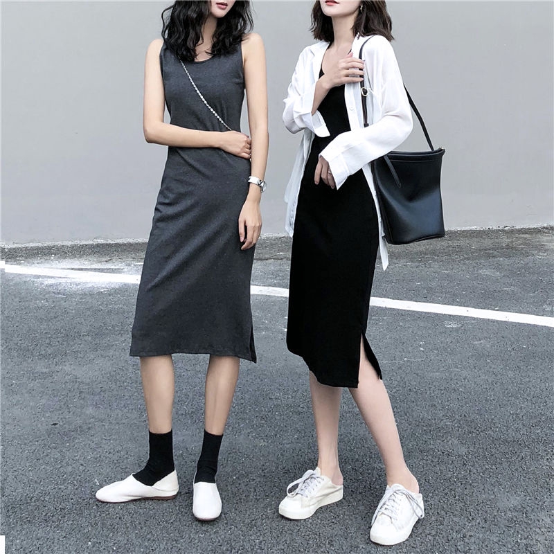 Đầm Kiểu Áo Ghi Lê Thời Trang Màu Trơn Dễ Phối Đồ 18563
