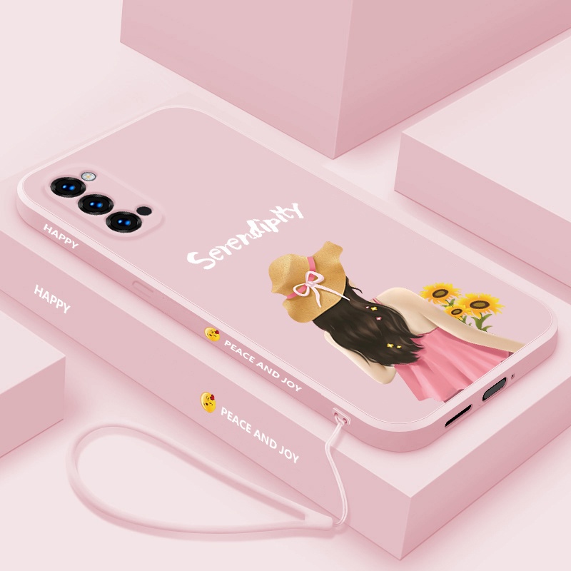 Ốp Điện Thoại Silicon In Hình Nhân Vật Hoạt Hình Có Dây Đeo Cho oppo reno 4 reno 5 reno 3