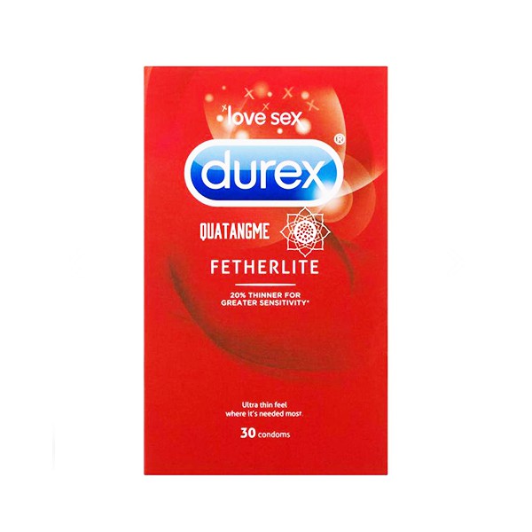 Bao cao su siêu mỏng Durex Fetherlite Ultra Thin Feel Condoms Extra Sensitive Của Úc Hộp 30 Cái