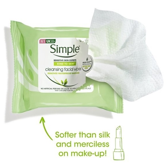 Khăn Ướt Tẩy Trang Làm Sạch Sâu Cho Da Nhạy Cảm Simple Kind To Skin Cleansing Facial Wipes (25 Tờ)