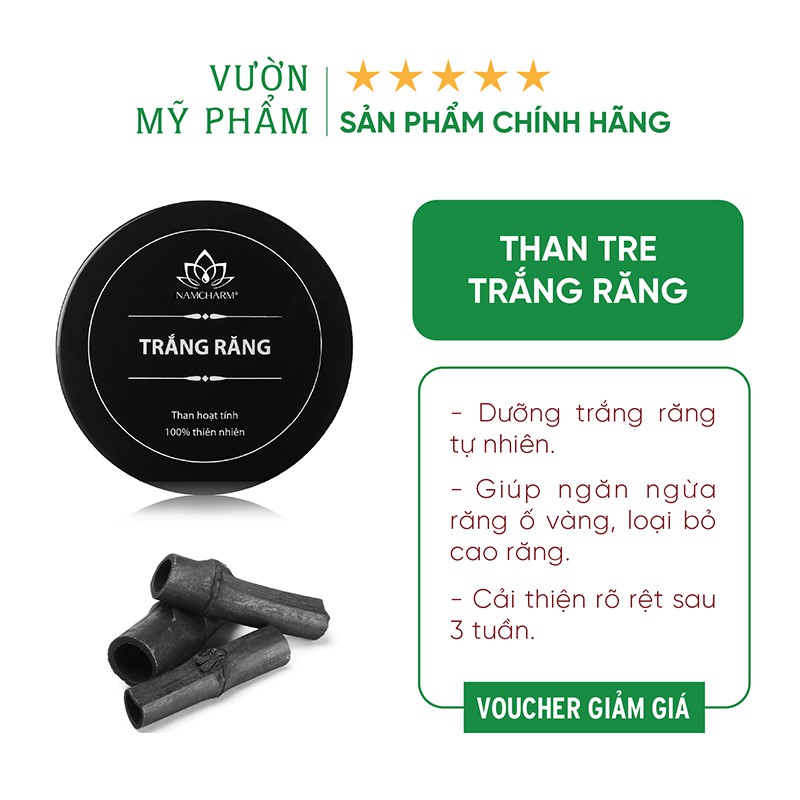 Than tre trắng răng hoạt tính - 100% nguyên chất từ thiên nhiên