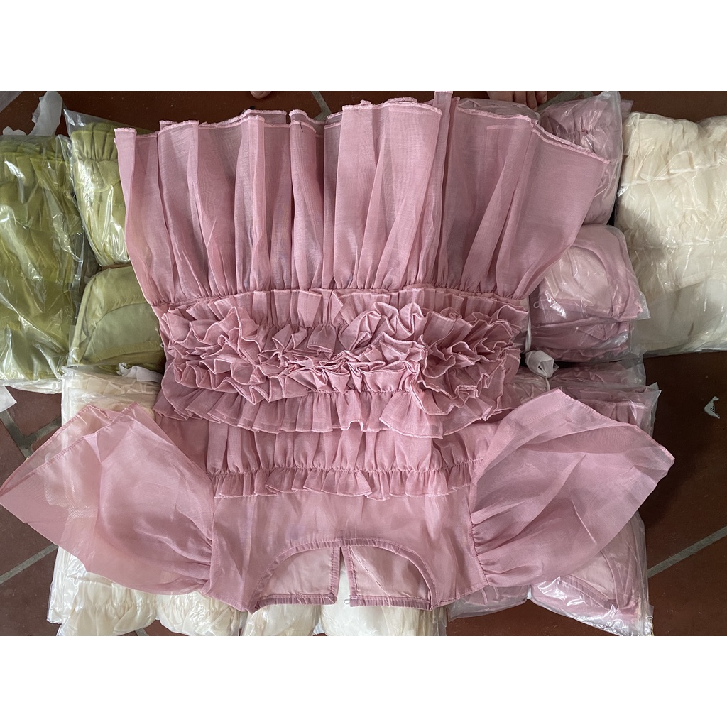 Áo babydoll nữ tay bồng, xếp eo bèo ngực m136