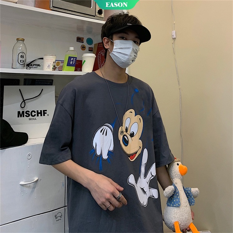 Áo Thun Tay Ngắn Dáng Rộng In Hình Mickey Hoạt Hình Phong Cách Hàn Quốc Thời Trang Mùa Hè Cho Nữ