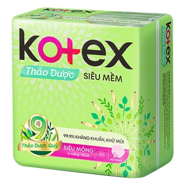 Băng vệ sinh Kotex thảo dược và maxcool siêu mỏng cánh, Kotex khô thoáng