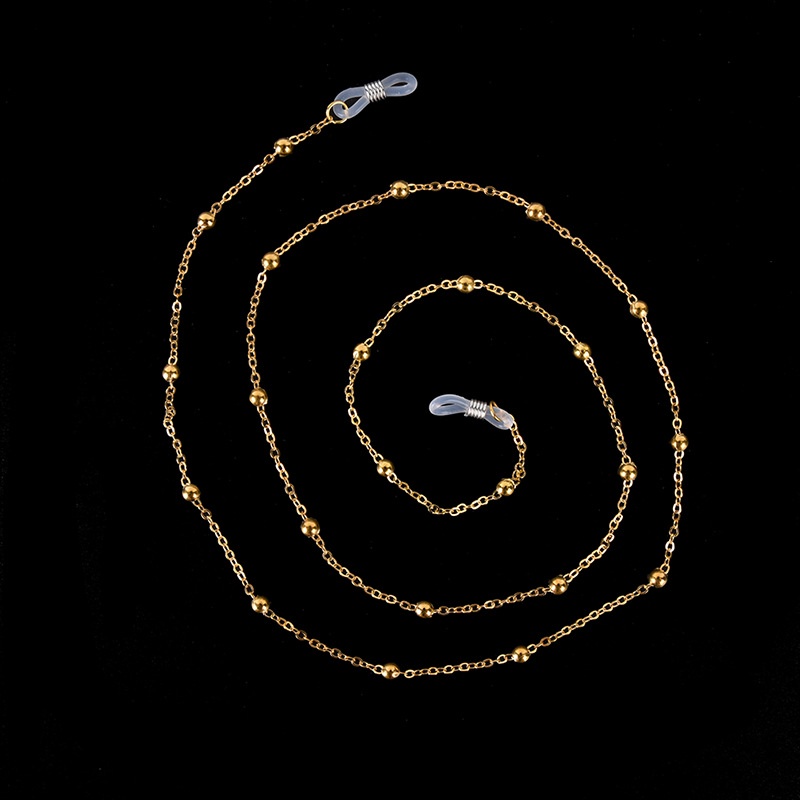 Dây đeo mắt kính dạng chuỗi hạt bằng kim loại màu vàng thời trang