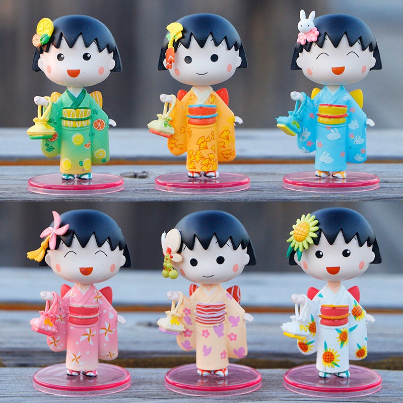 Búp Bê Anime Maruko Mặc Kimono Dễ Thương Để Bàn Trang Trí