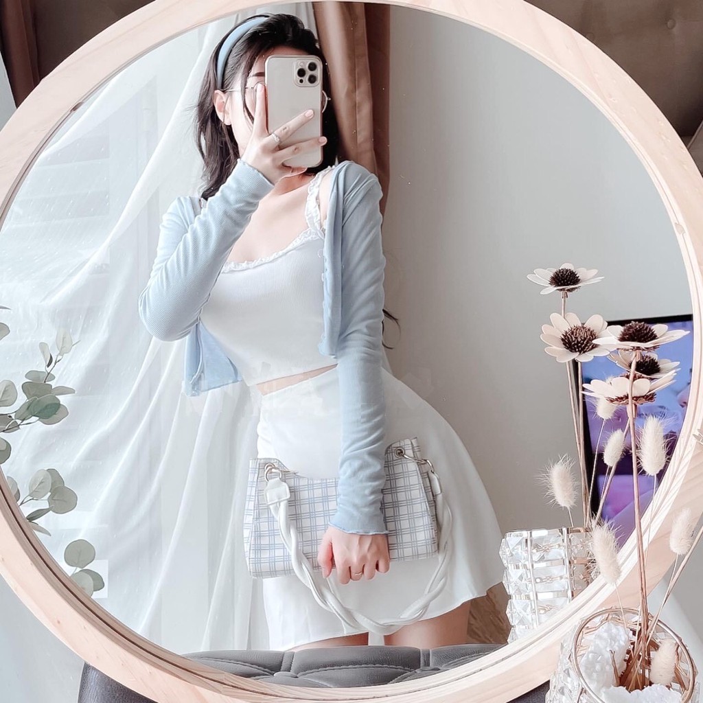 Set 3 Món Cardigan Chân Váy PEONYB Nữ [FREESHIP] Bộ đồ áo quây jacket thun tăm dáng ôm body bánh bèo tiểu thư Ulzzang