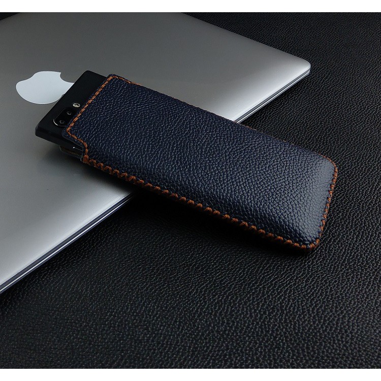 bao da rút blackberry key2 Key2 LE da bò hạt màu xanh đẹp bền sang