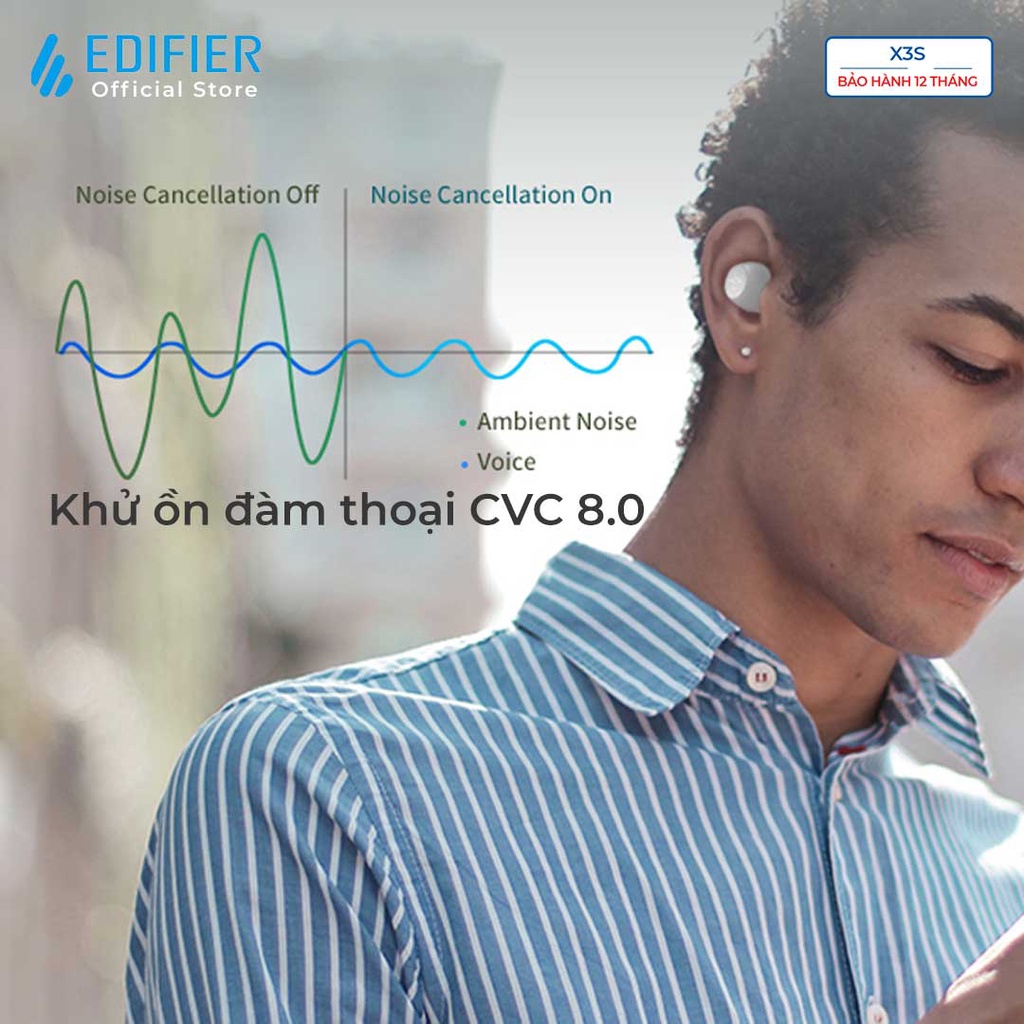Tai nghe Bluetooth 5.2 EDIFIER X3s Chip Qualcomm APTX Khử ồn đàm thoại Thời lượng pin 28 giờ Chơi game Hàng chính hãng